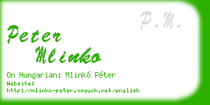 peter mlinko business card