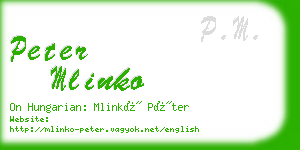 peter mlinko business card